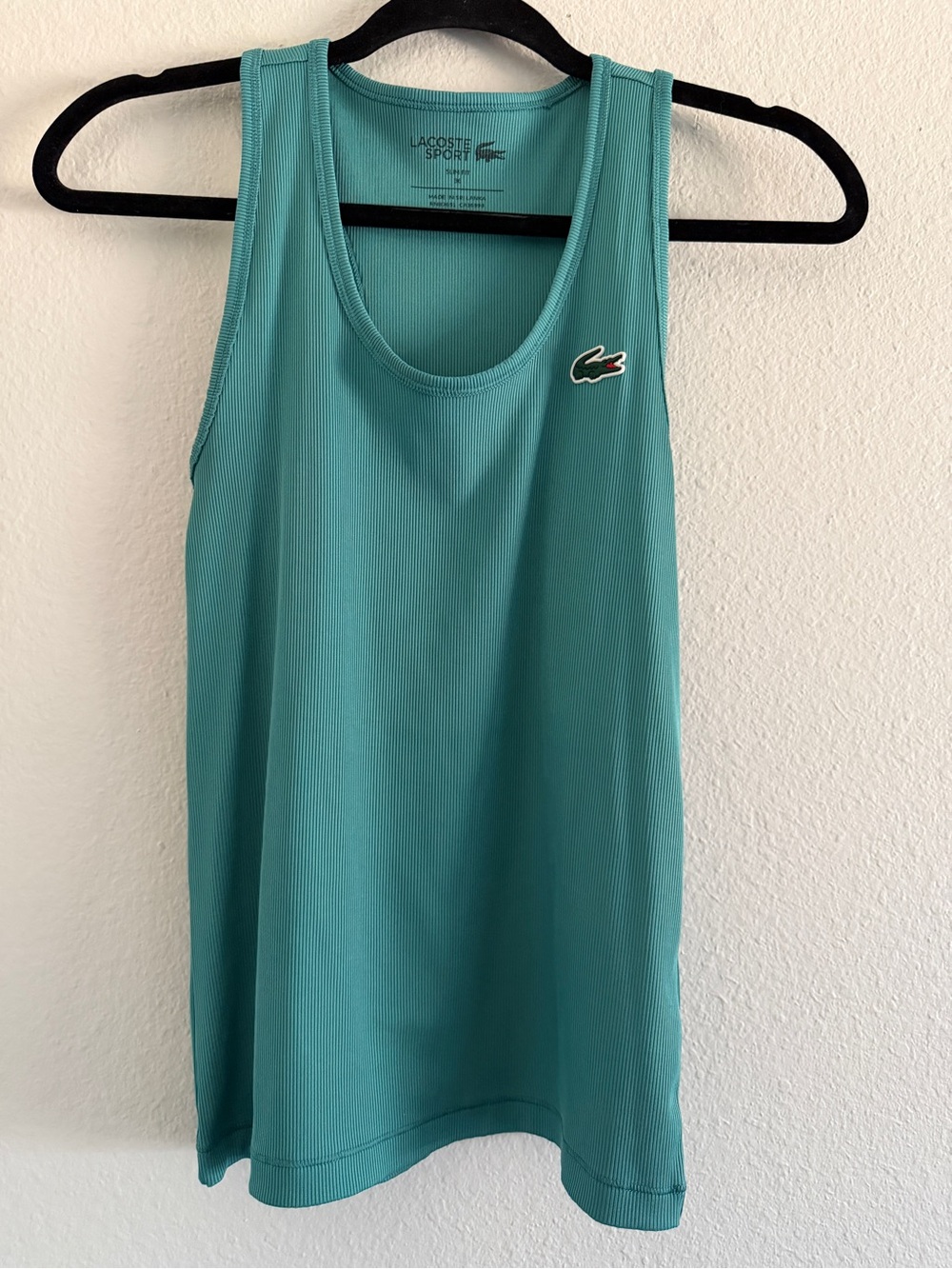 Lacoste Sport Tank Top Womens M Blue Ribbed Racerback Preppy Classic